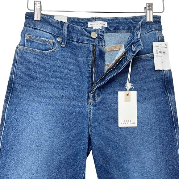 Good American Good Curve Straight Jeans 2 26 High Rise Distressed Stretch Denim - Picture 6 of 12